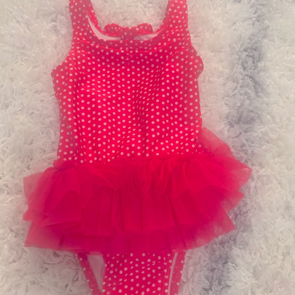 Girls pink poka dot bathing suit